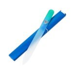 Bona Fide Beauty Glass Nail File with Case (Aqua) - 1 Piece Luxurious Gifts for Women, Crystal Etched Nail File for Natural Nails