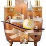 Spa Gift Basket for Women, Coconut & Vanilla Luxury Home Spa Kit, 8pcs Bath Gift Set, Birthday Gift for Women Unique with Bath Bombs, Scented Candle, Body Lotion, Spa Bath Sets...