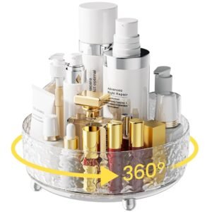 【Water Ripple】A-LUGEI 𝟵" Makeup Organizer Countertop,【𝟯𝟲𝟬°Rotating】 Perfume Organizer, Bathroom Organizer and Storage, Skincare Organizer, Lazy Susan Organizer for Vanity...